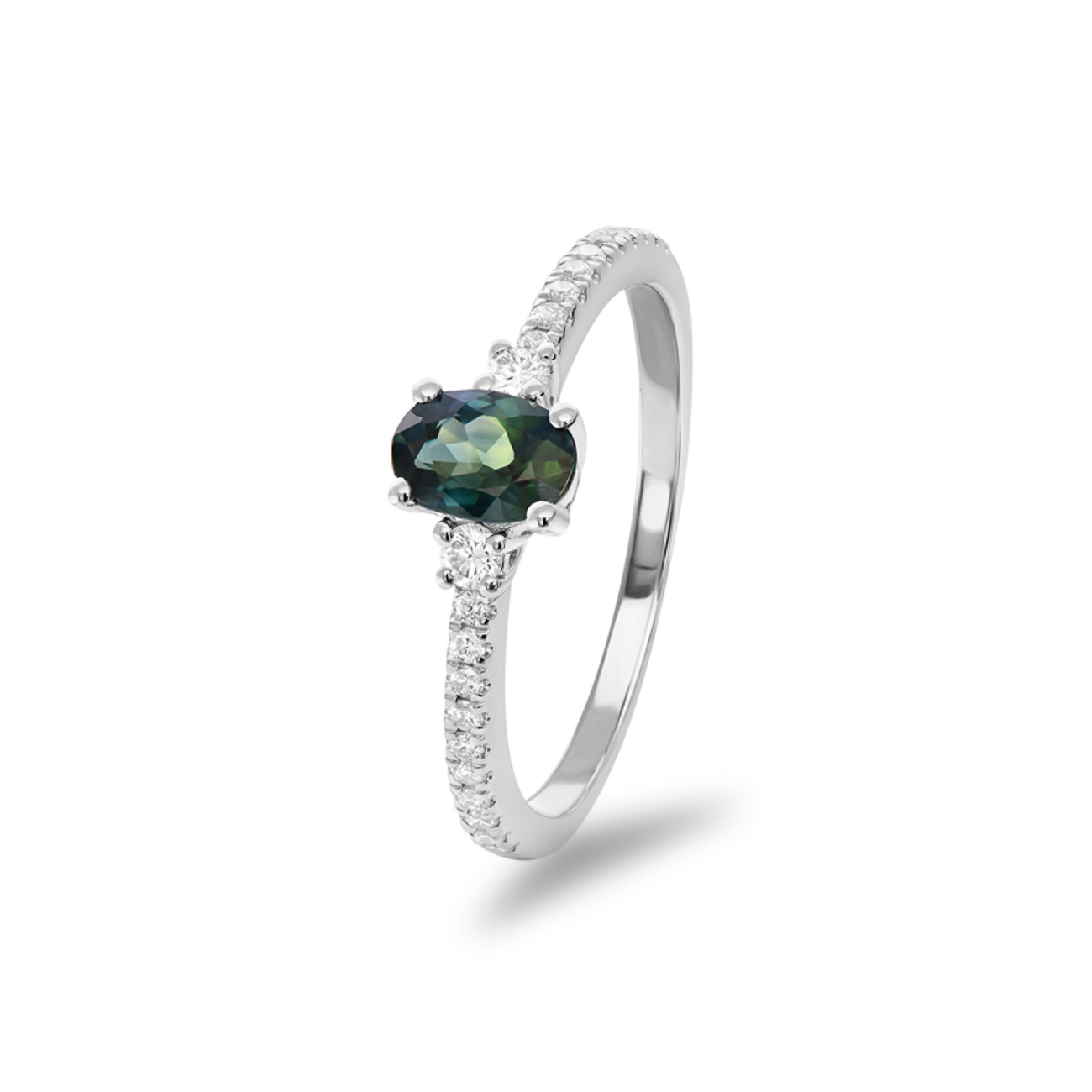 Green Australian Sapphire &#038; Diamond Mariah Ring