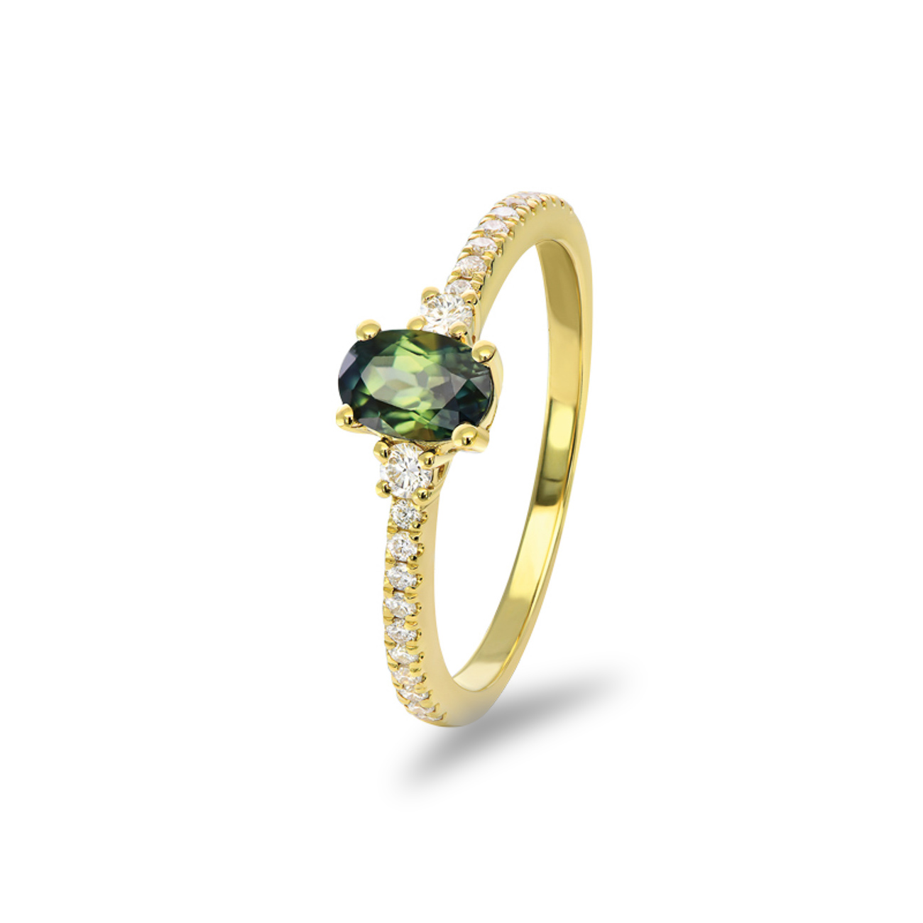 Green Australian Sapphire &#038; Diamond Mariah Ring