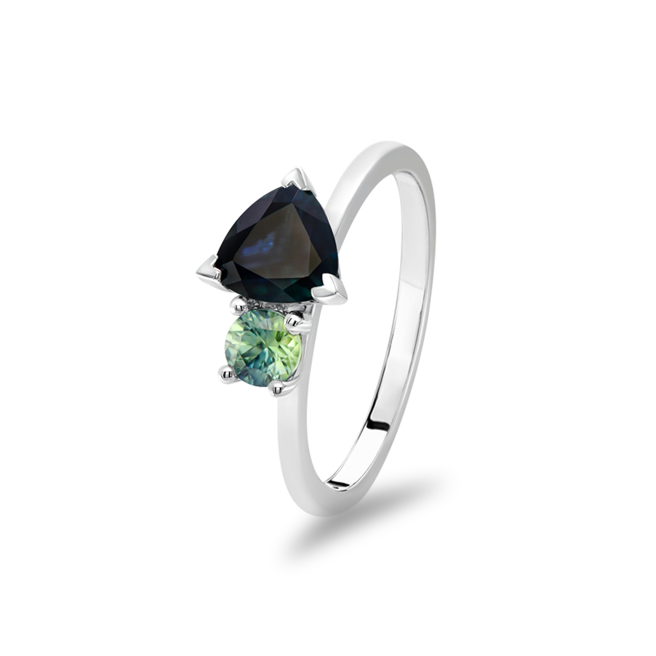 Blue &#038; Teal Australian Sapphire Toi Et Moi Ring