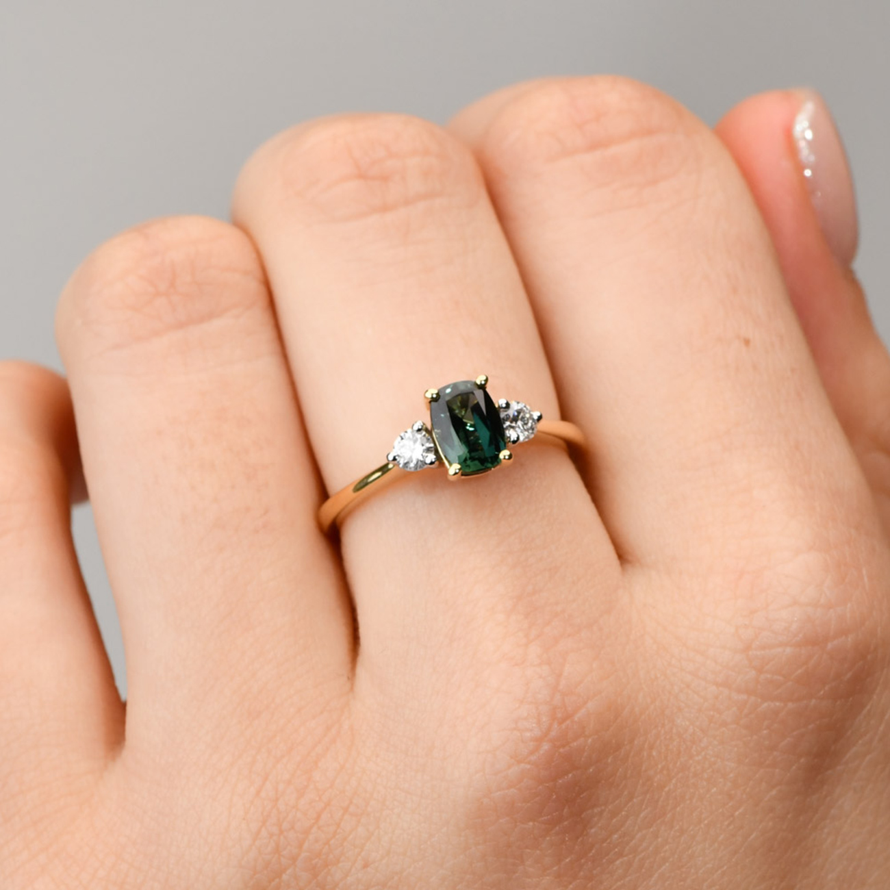 Teal Australian Sapphire &#038; Diamond Endota Ring