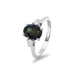 Blue Australian Sapphire & Diamond Endota Ring