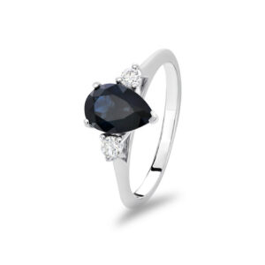 Teal Blue Australian Sapphire & Diamond Endota Ring
