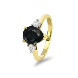 Teal Australian Sapphire & Diamond Endota Ring
