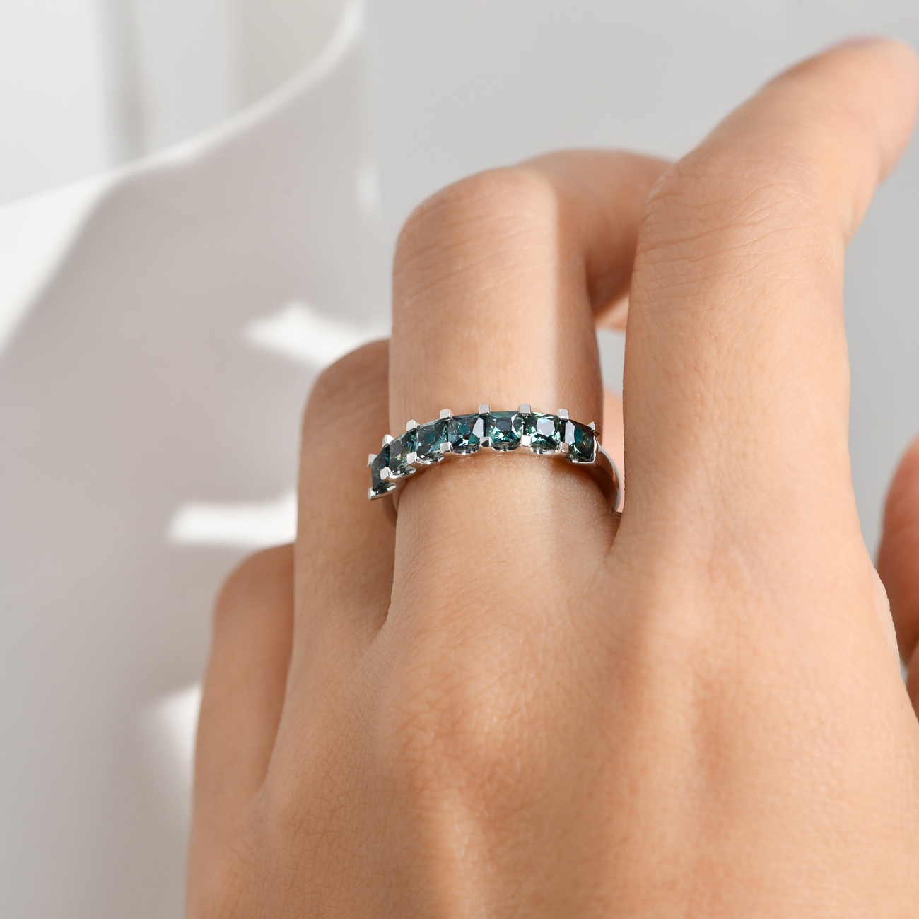 Blue Australian Sapphire Iris Ring