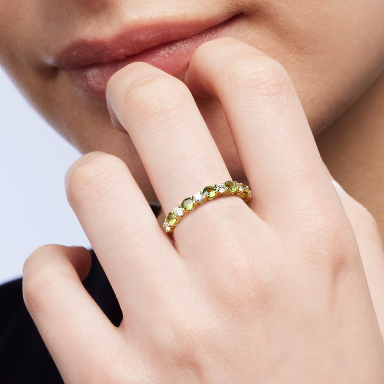 Green Australian Sapphire &#038; Diamond Livianna Ring