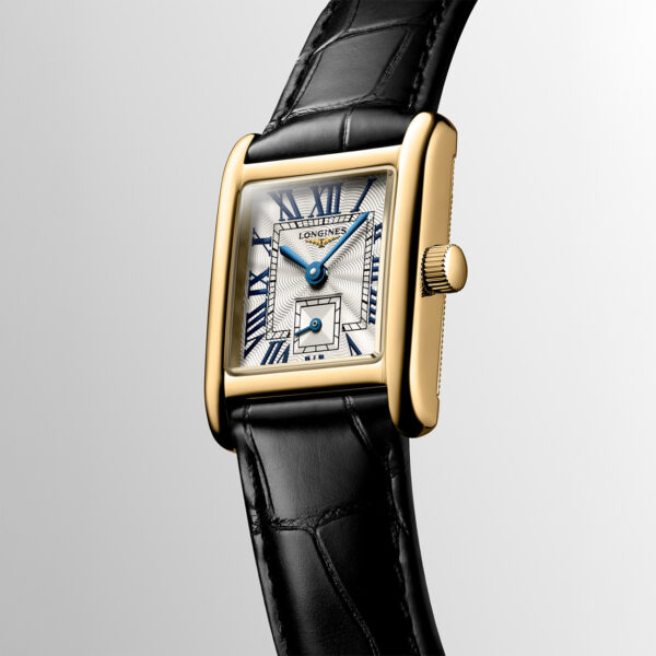 Longines Mini DolceVita L5.200.6.71.0 quartz watch with 18K yellow gold case and alligator strap