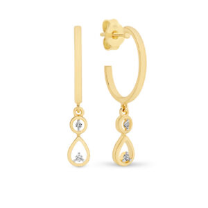 18K Yellow Gold Diamond Tear Drop Hoop Earrings – SKU 737591-YG