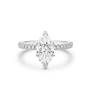 Serenity Marquise Brilliant Lab Diamond Band Engagement Ring In 18K White Gold