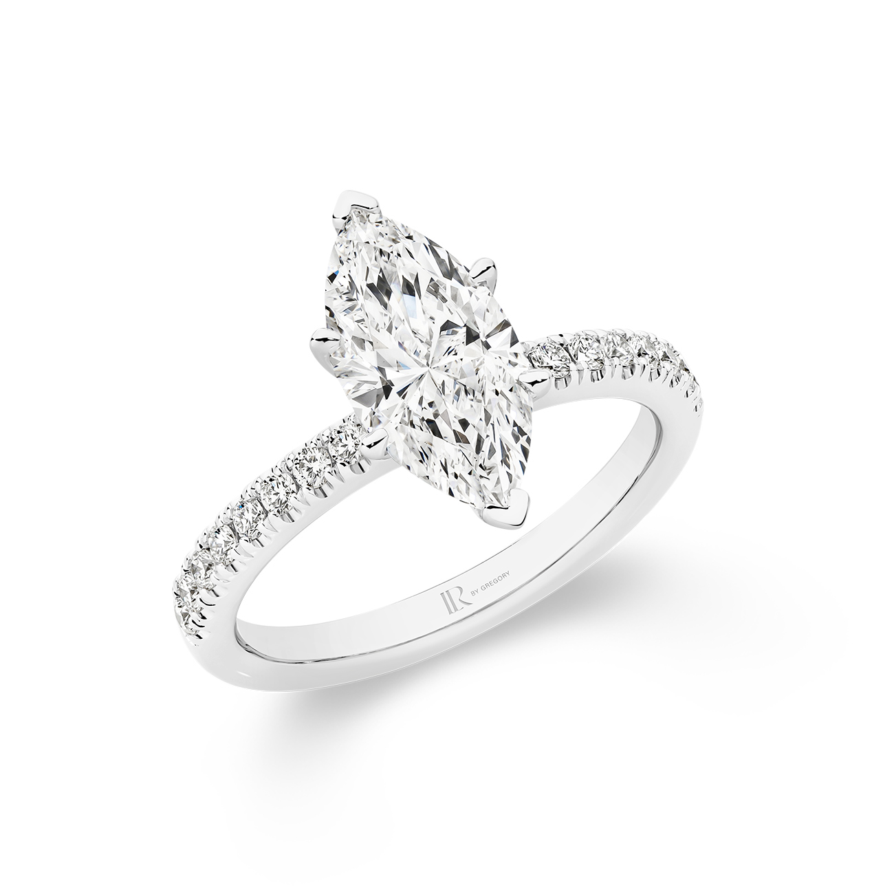 Serenity Marquise Brilliant Lab Diamond Band Engagement Ring In 18K White Gold