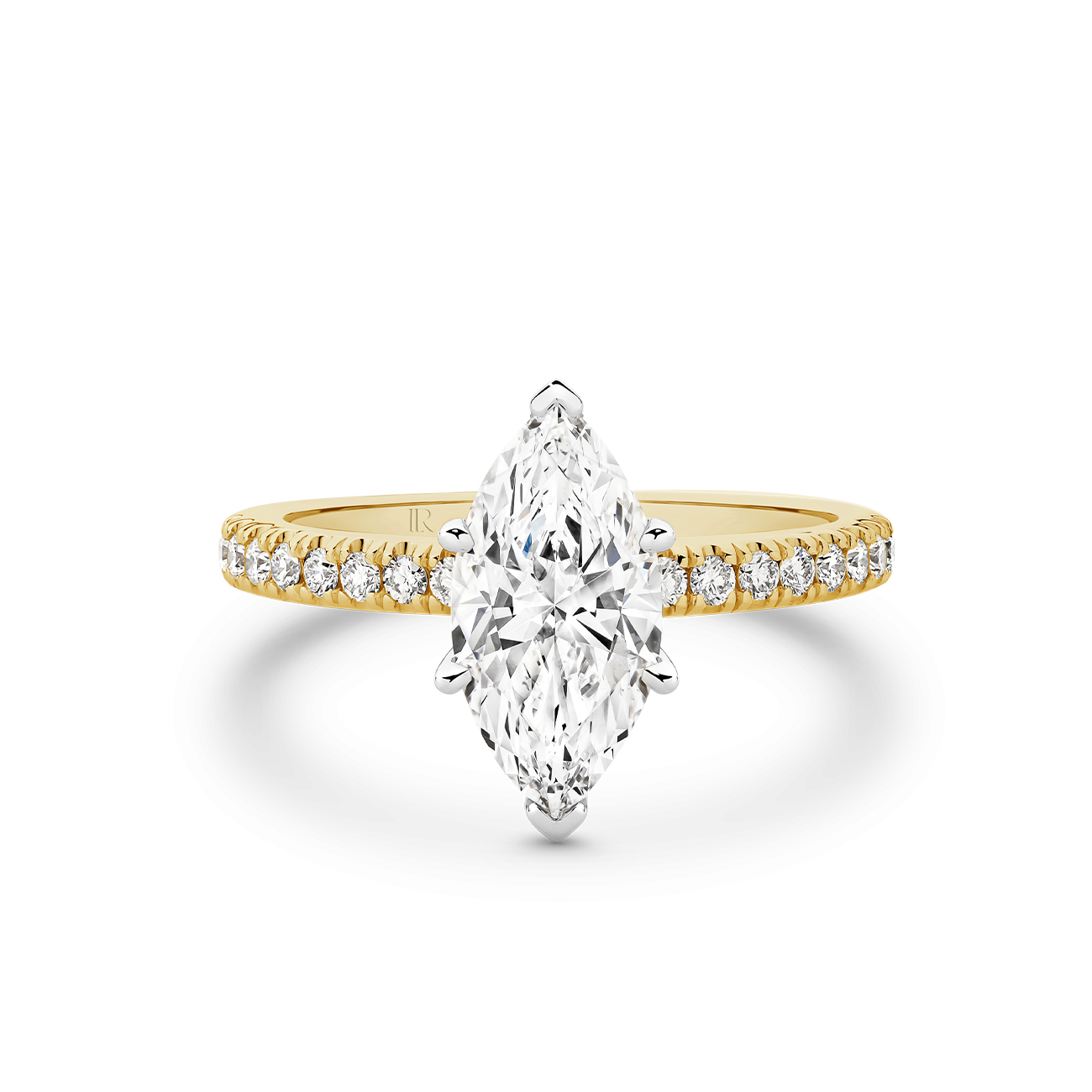 Serenity Marquise Brilliant Lab Diamond Band Engagement Ring In 18K Yellow Gold