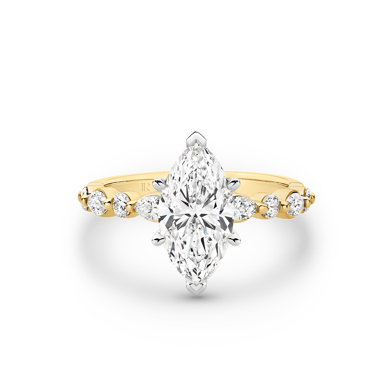 Serenity Marquise Brilliant Lab Diamond Band Engagement Ring In 18K Yellow Gold