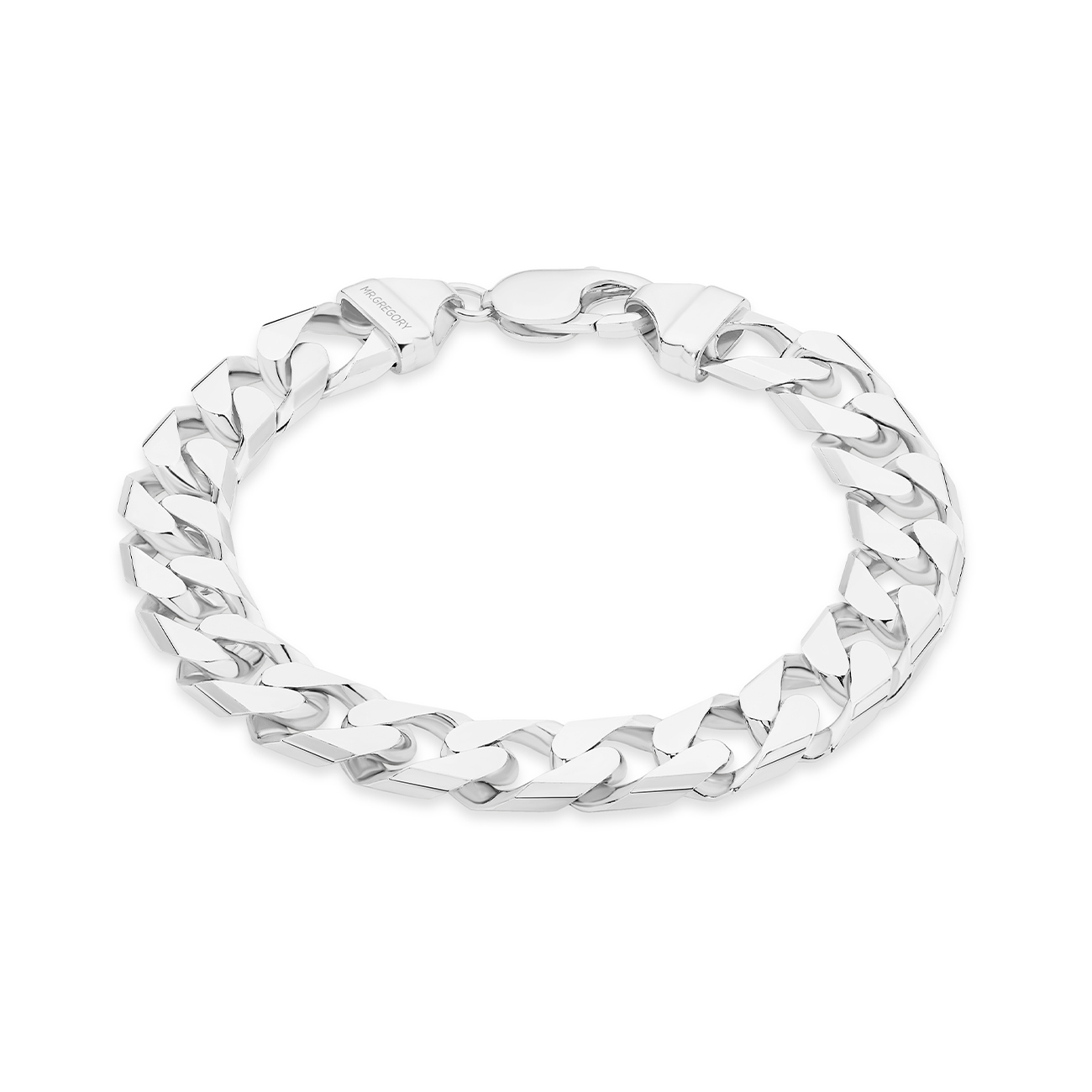 Sterling Silver Thick Squared Curb Link Bracelet – Extra-Large
