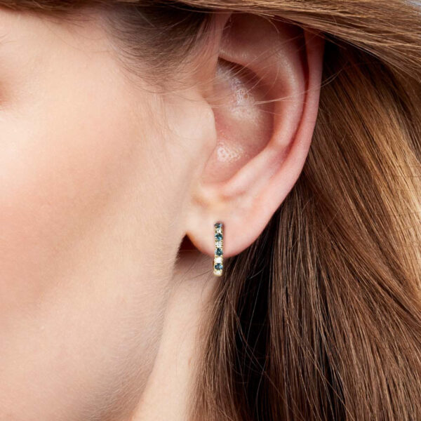 Teal Australian Sapphire and Diamond Kailani Hoop Earrings in 18k Yellow Gold