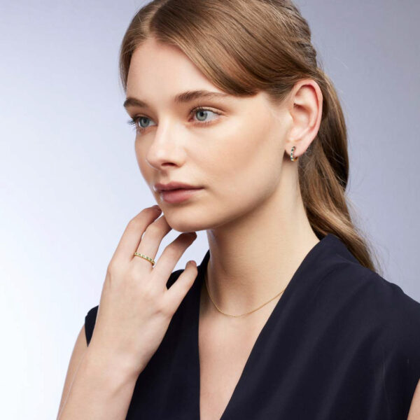 Teal Australian Sapphire and Diamond Kailani Hoop Earrings in 18k Yellow Gold