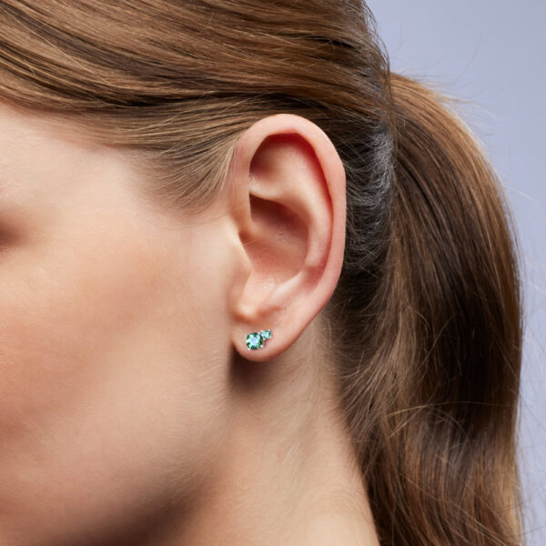 Green Australian Sapphire Toi Et Moi Earrings in 9ct White Gold