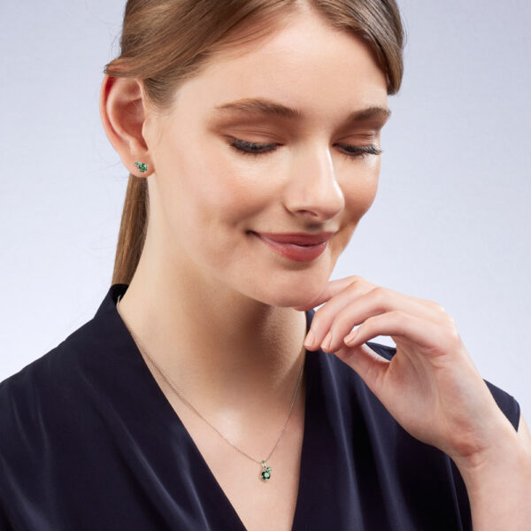 Green Australian Sapphire Toi Et Moi Earrings in 9ct White Gold