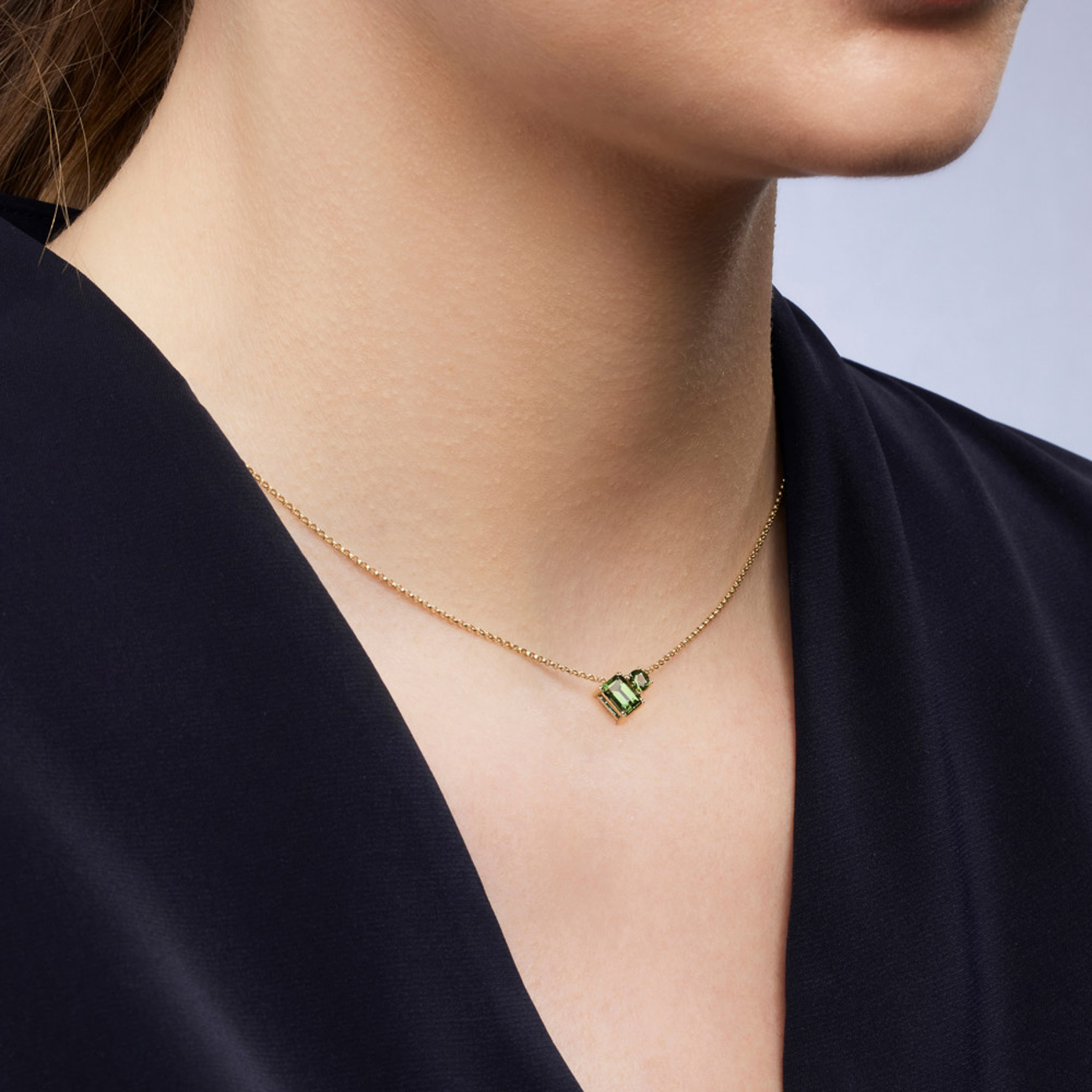 Green Australian Sapphire Toi Et Moi Necklace