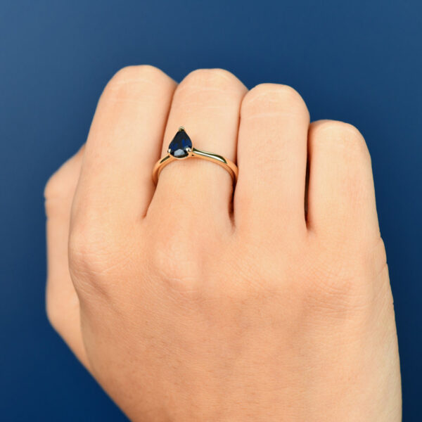 Sapphire Dreams Maira Engagement Ring with Pear Cut Blue Sapphire in 9k Yellow Gold