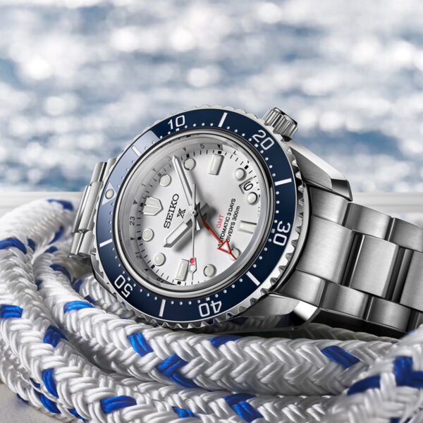 Seiko Prospex Automatic G.M.T Divers SPB519J 42mm watch with white dial and sapphire crystal
