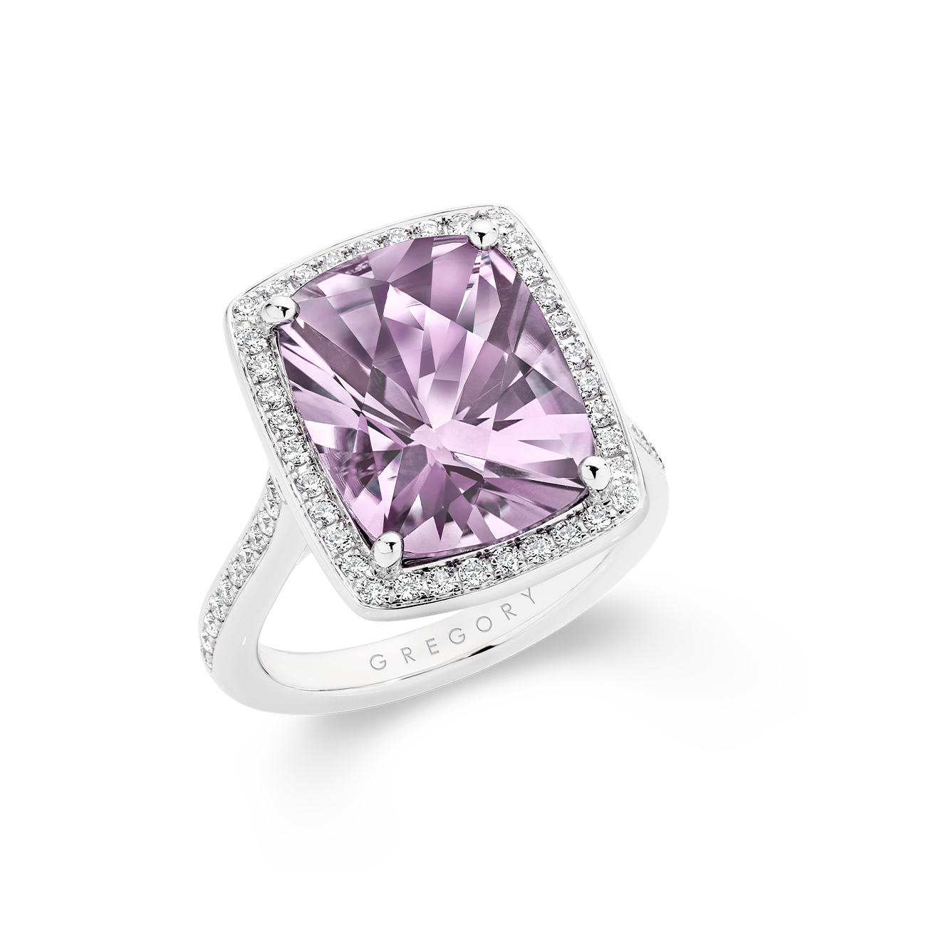 Tycoon 8 Pink Amethyst &#038; Diamond Cocktail Ring In 18K White Gold