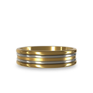 Modern Wedding Band in 18K White & Yellow Gold