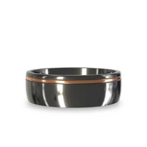 Modern Wedding Band in Zirconium & 9K Rose Gold