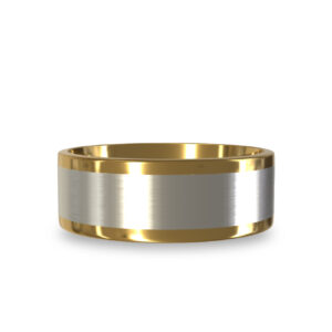 Modern Wedding Band in 18K White & Yellow Gold