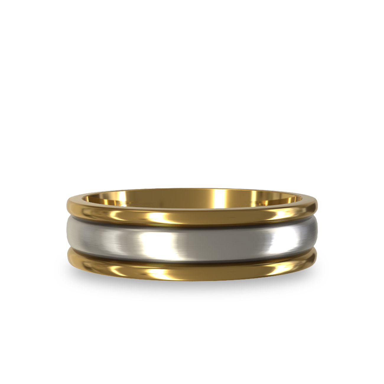 Modern Wedding Band in 18K White &#038; Yellow Gold