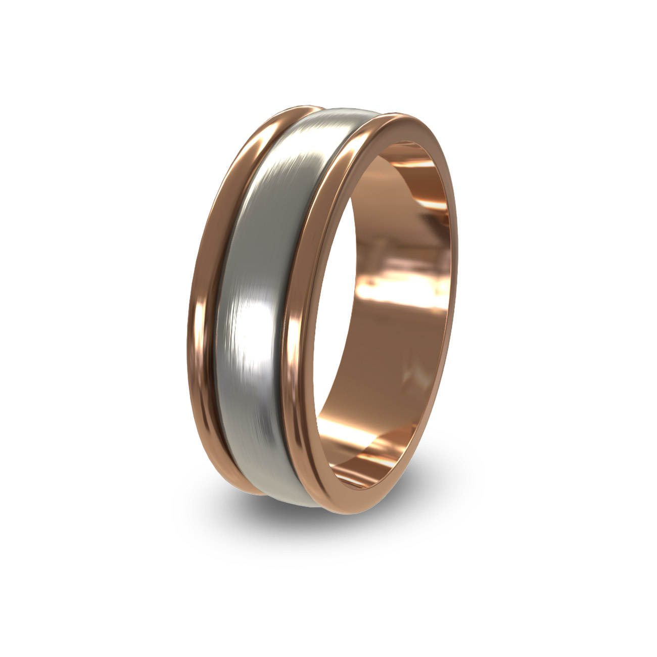 Modern Wedding Band in 18K White &#038; Rose Gold