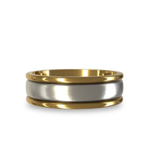 Modern Wedding Band in 18K White & Yellow Gold