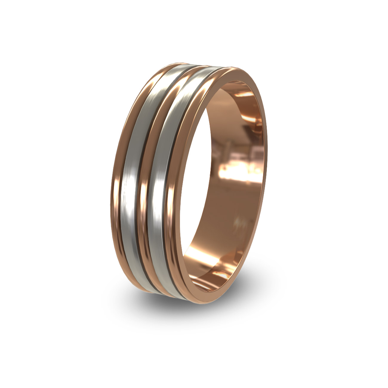 Modern Wedding Band in 18K White &#038; Rose Gold