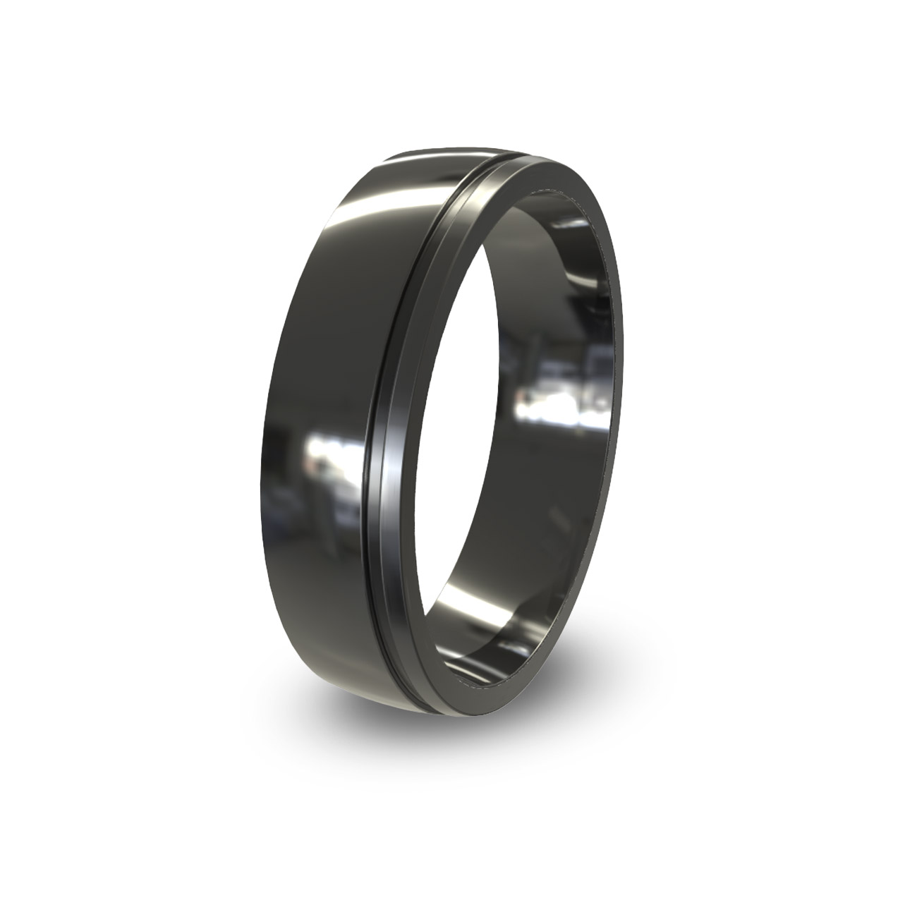 Modern Wedding Band in Black Zirconium