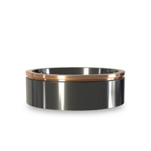 Modern Wedding Band in Zirconium & 9K Rose Gold