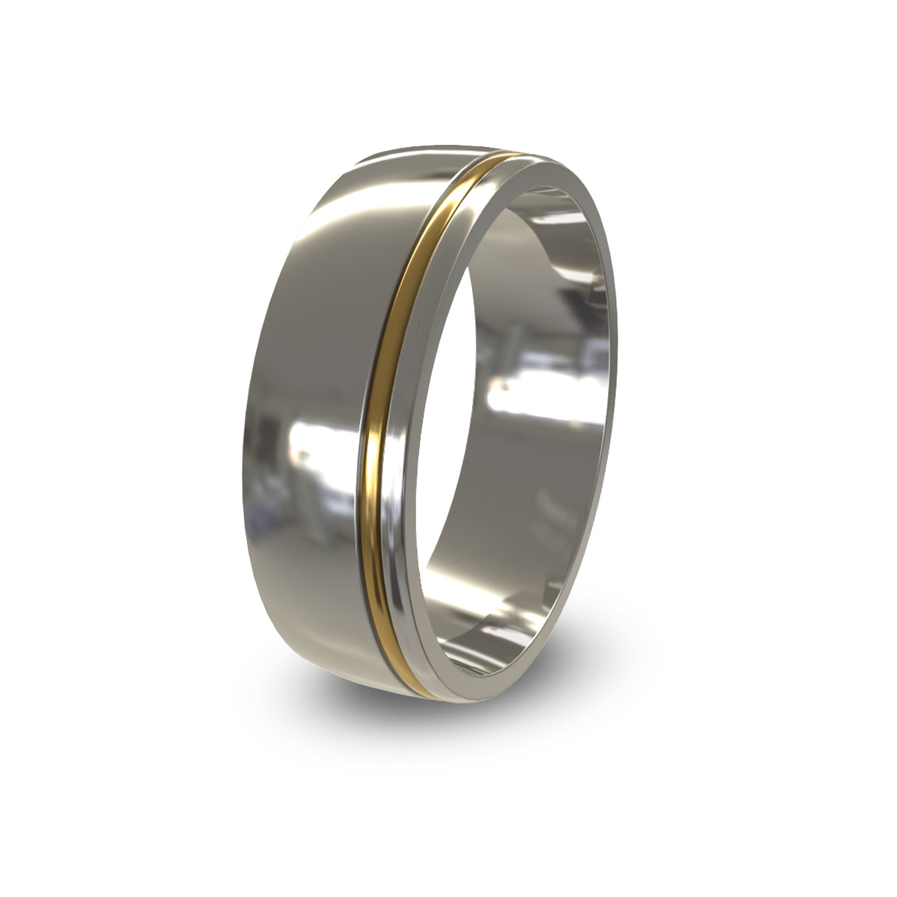 Modern Wedding Band in 18K White &#038; Yellow Gold