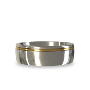 Modern Wedding Band in 18K White & Yellow Gold
