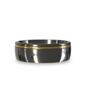 Modern Wedding Band in Zirconium & 9K Yellow Gold