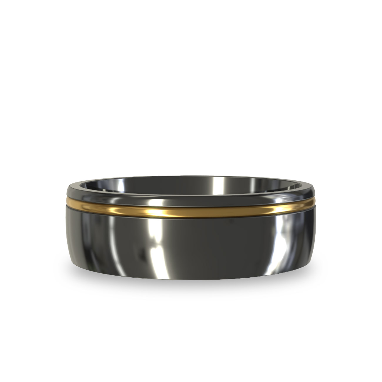 Modern Wedding Band in Zirconium &#038; 9K Yellow Gold