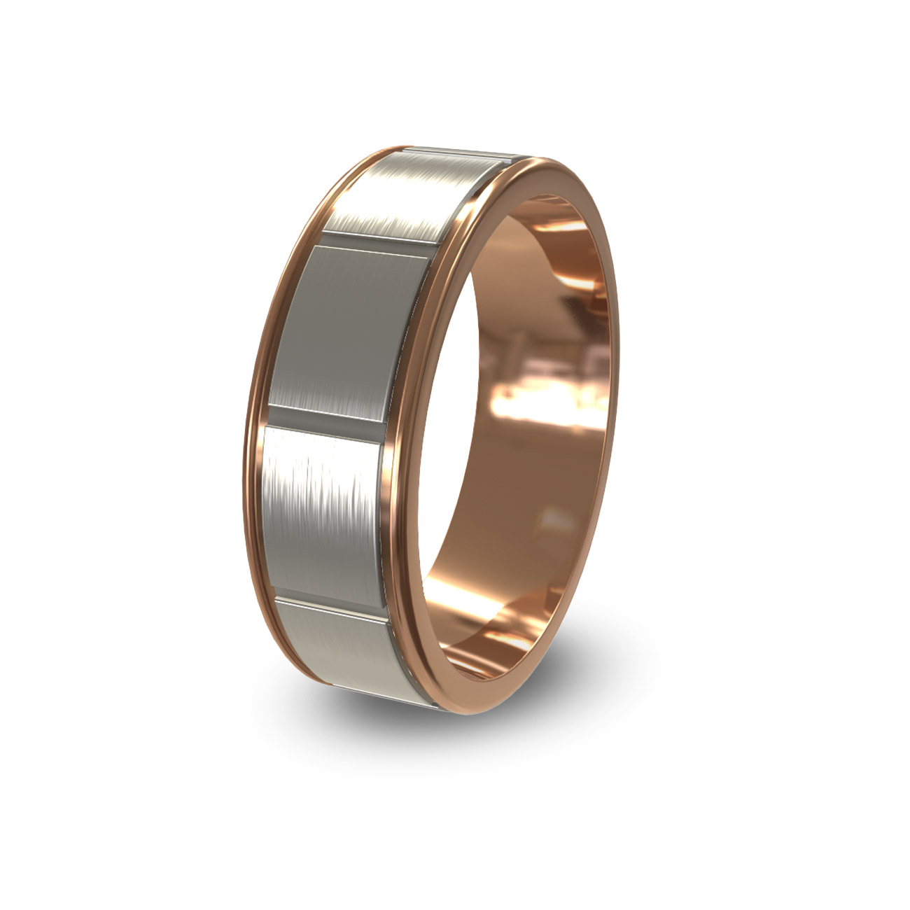 Modern Wedding Band in 18K White &#038; Rose Gold