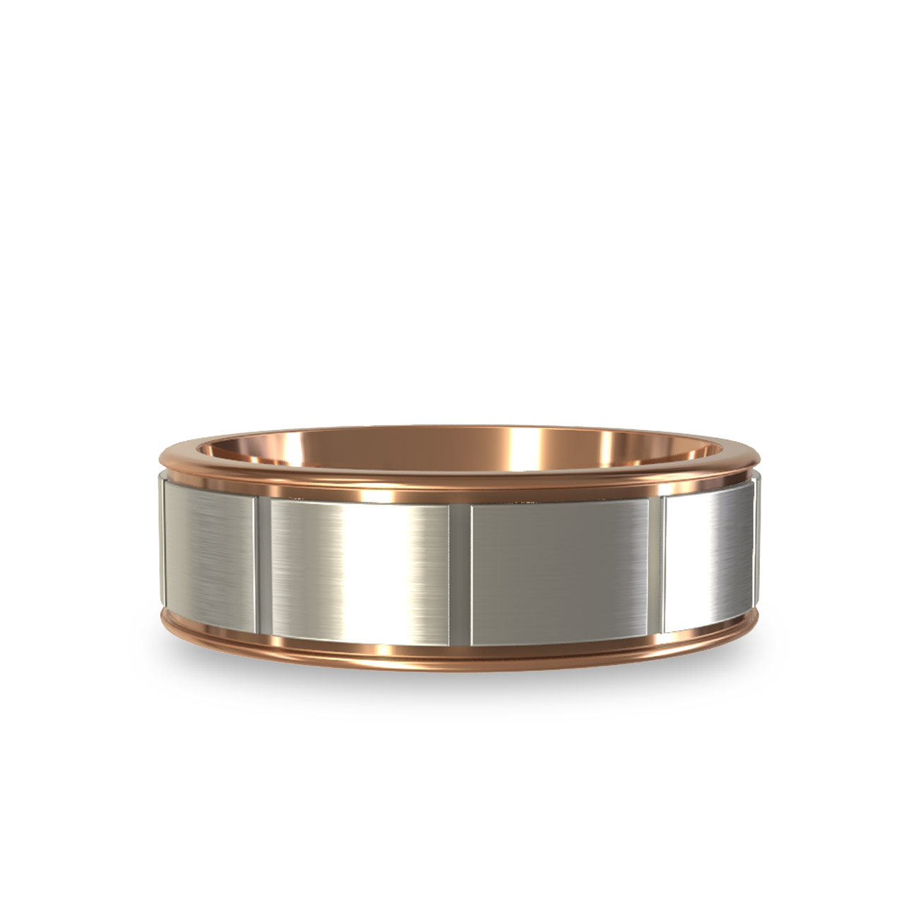 Modern Wedding Band in 18K White &#038; Rose Gold