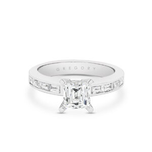Square Tycoon Cut Diamond Band Engagement Ring in 18K White Gold
