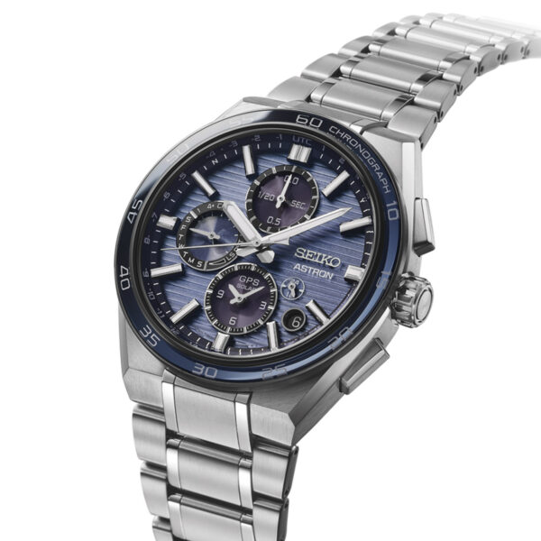 Seiko SSH175J Astron GPS Dual Time Blue Textured Dial 44mm Side