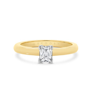Tycoon Cut Solitaire Diamond Engagement Ring In 18K White & Yellow Gold