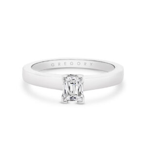 Tycoon Cut Solitaire Diamond Engagement Ring In 18K White Gold