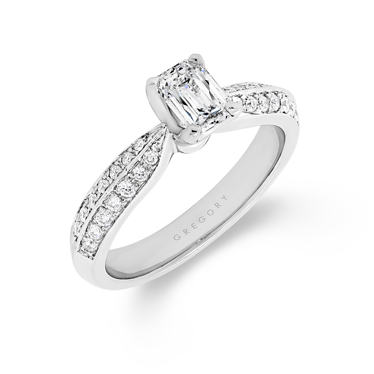 Tycoon 8 Cut Diamond Band Engagement Ring In 18K White Gold