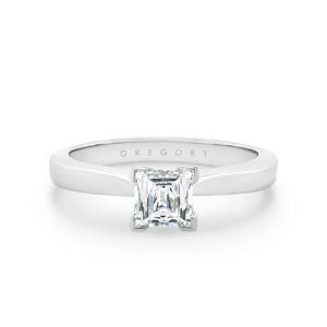 Square Tycoon Cut Solitaire Diamond Engagement Ring In 18K White Gold