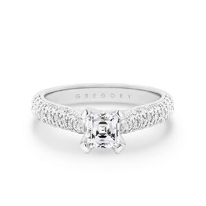 Square Tycoon Cut Diamond Band Engagement Ring In 18K White Gold