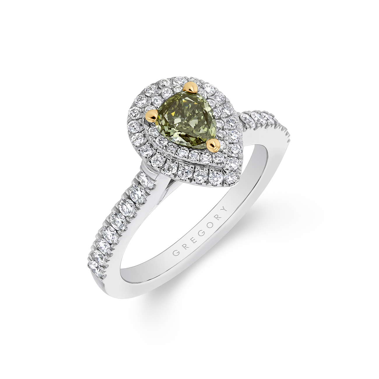 Pear Fancy Coloured Diamond Engagement Ring