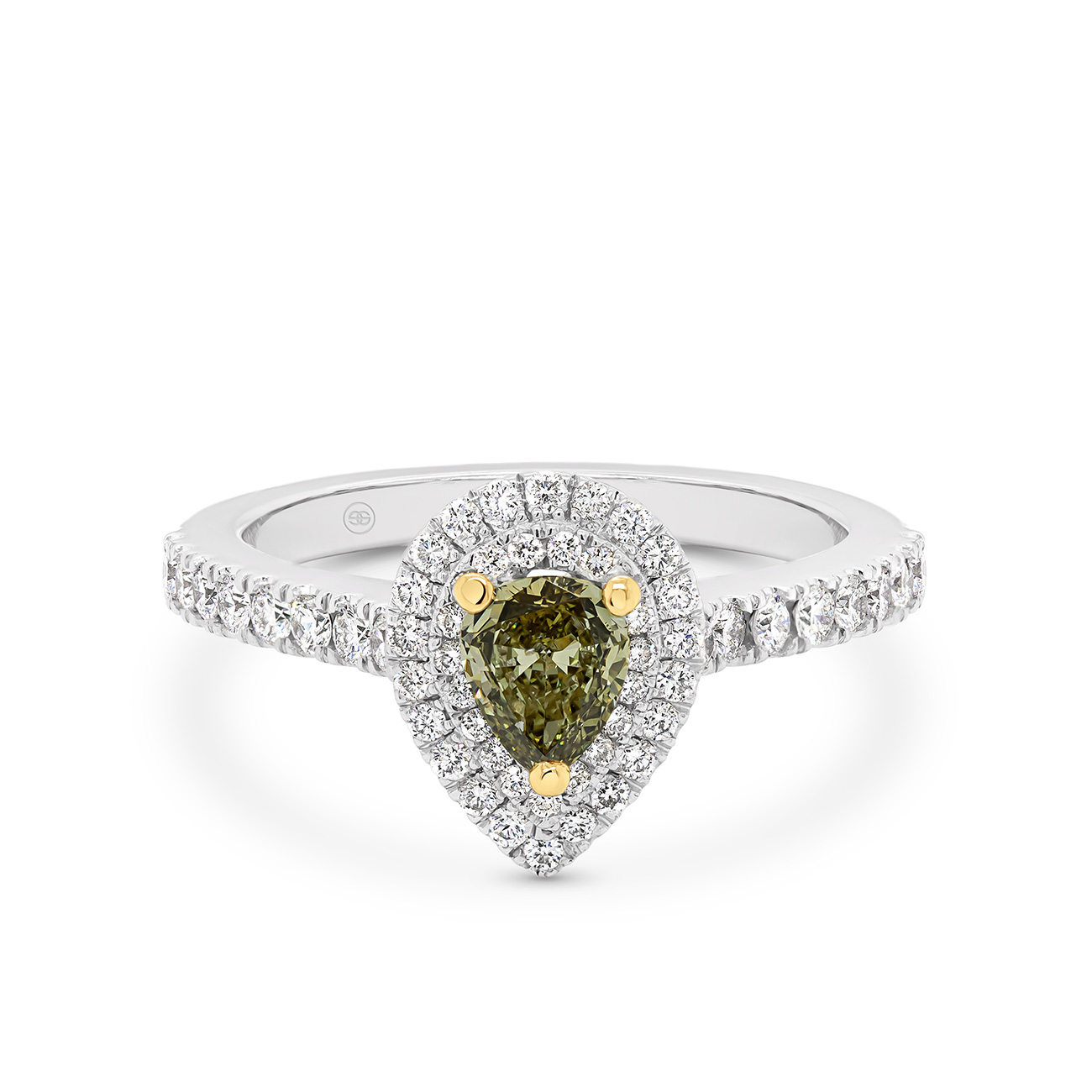 Pear Fancy Coloured Diamond Engagement Ring