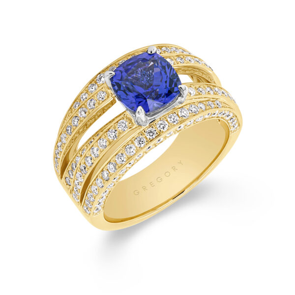 Cushion Square Tanzanite & Diamond Pave Cocktail Ring -Photography by: @Geochro_