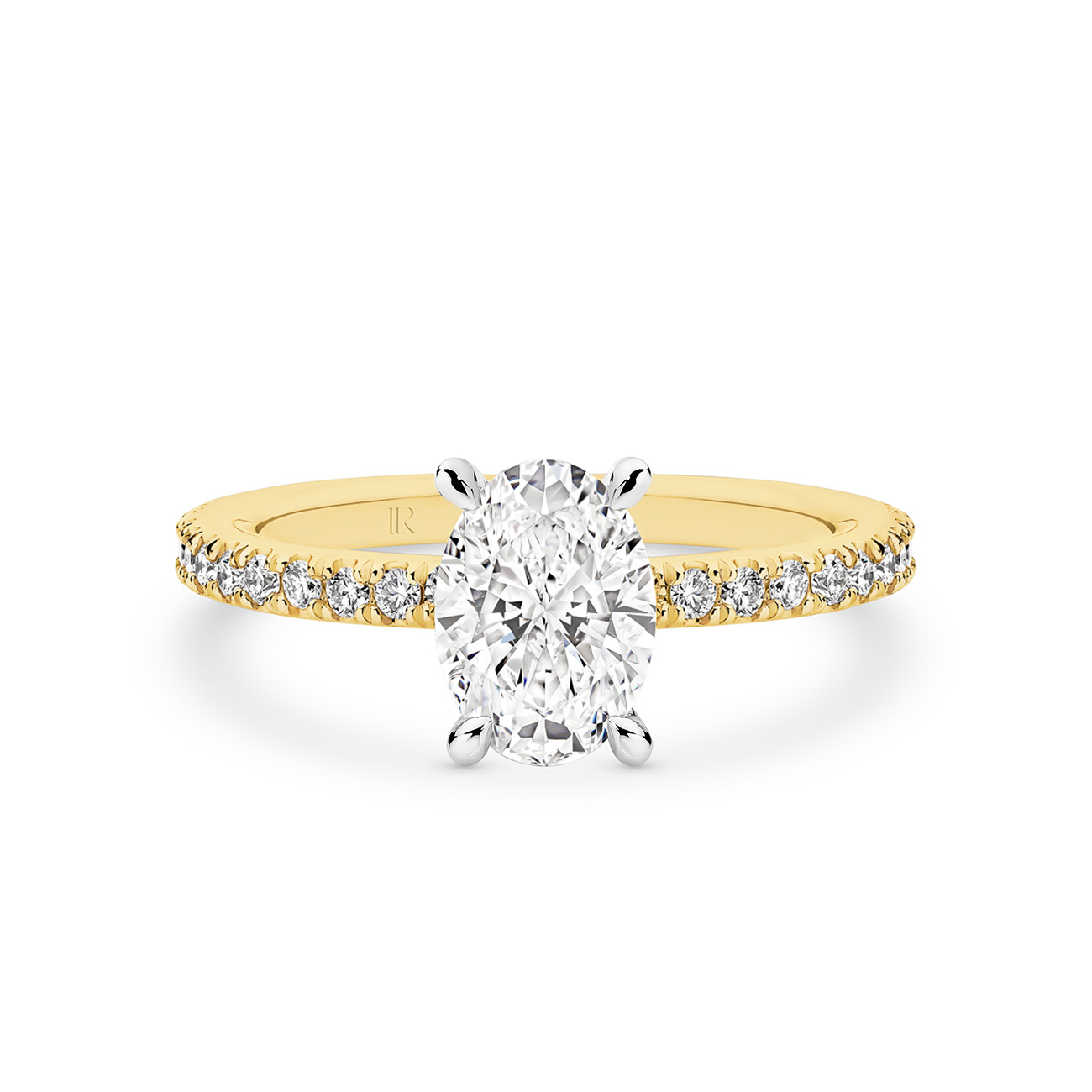 Destiny Oval Brilliant Lab Diamond Hidden Halo Engagement Ring In 18K Yellow Gold